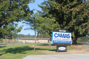 Kelly Moyer/Post-Record 
 A sign welcomes visitors to the Camas School District on Aug. 24, 2021.