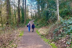 People hike on the Lacamas Creek Trail in Camas on Feb. 13, 2022. (Kelly Moyer/Post-Record files)