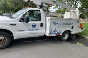 A NocTel Fiber truck bears the Washougal-based internet service provider's slogan, "fiber to the forgotten." (Contributed photo courtesy of Cory Schruth)