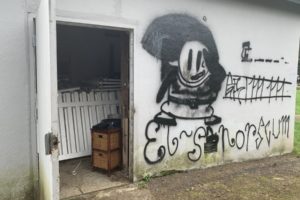 Graffiti is painted on a building in Washougal in 2022. The city of Washougal is exploring options to eliminate the growing issue of graffiti. (Contributed photos courtesy of the city of Washougal)