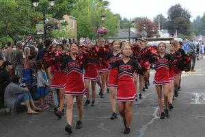 Camas High School cheerleaders march down Northeast Fourth Avenue in downtown Camas during the Camas Days Grand Parade, Saturday, July 23, 2022. (Doug Flanagan/Post-Record files) 