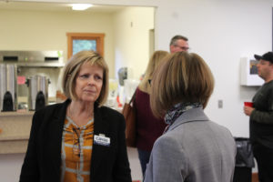 Camas City Councilwoman Shannon Roberts mingles with community members at the Lacamas Lake Lodge during an open house for Camas city administrator candidates on May 12, 2022. Roberts resigned unexpectedly from her Council position in late July 2022. Camas City Council members have nine applicants to consider for Roberts' replacement. (Kelly Moyer/Post-Record files)