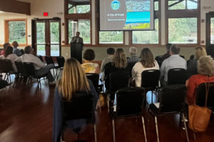 Camas Mayor Steve Hogan talks about Camas being "a city of hope" during the 2022 State of the Community event at Lacamas Lake Lodge on Thursday, Sept. 15, 2022. (Photos by Kelly Moyer/Post-Record)