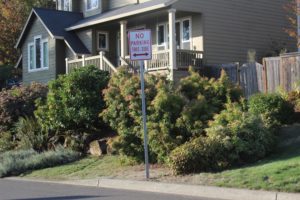 A "no parking" sign is posted on "Z" Street in Washougal in late October 2022.