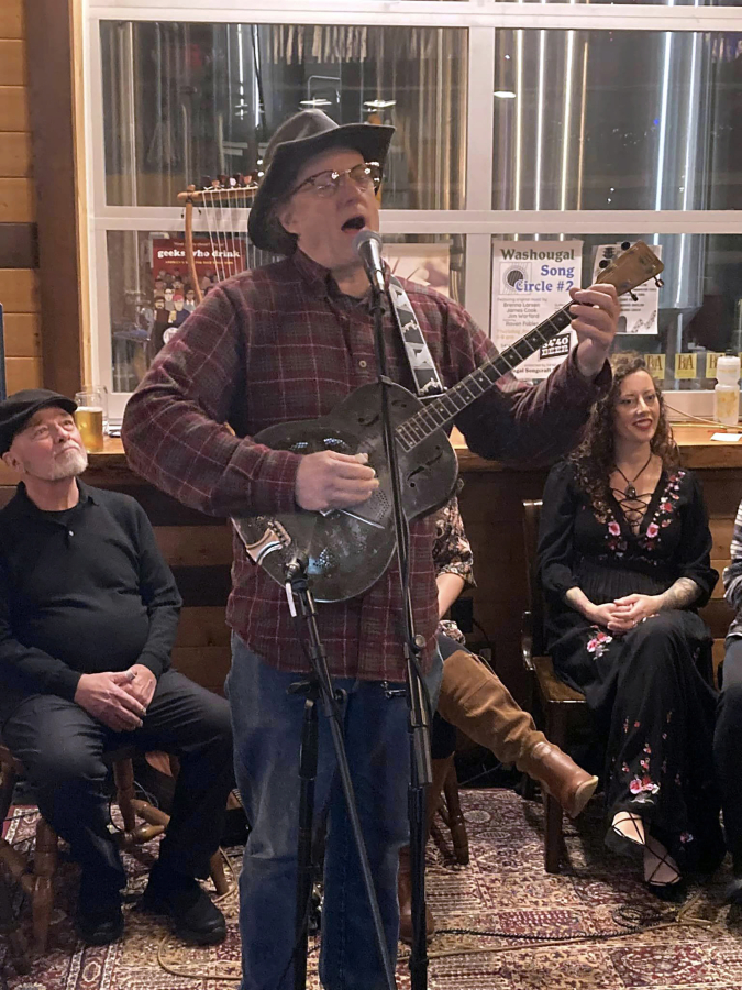 Jim Warford performs during a Washougal Songcraft Festival song circle event on Thursday, Nov. 3, 2022, at 54-40 Brewing Company in Washougal.