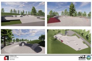 Images show designs for remodeling the Camas-Washougal Skate Park, to be renamed Riverside Bowl Skatepark. City leaders have said the new park elements should be completed by summer of 2023. (Image courtesy of the city of Camas) 