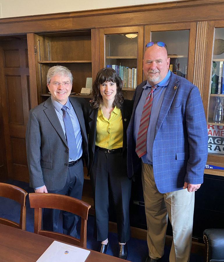 Contributed photo courtesy David Scott 
 Washougal City Manager David Scott (left) and Mayor David Stuebe (right) pose for a photograph with Rep. Marie Gluesenkamp Perez in Washington D.C. earlier this month.