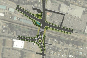 The city of Washougal's planned 32nd Street underpass project would provide a grade-separated railroad crossing at 32nd Street, new connector streets in the Town Center, road improvements within the Port of Camas-Washougal's industrial park, a roundabout at 32nd and Main streets, a signal at 32nd Street and Evergreen Way, and a sidewalk and multi-use path. (Contributed illustration courtesy of the city of Washougal)