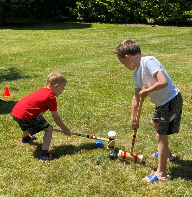 Children play croquet during the 2023 Parkersville Day event in Washougal.