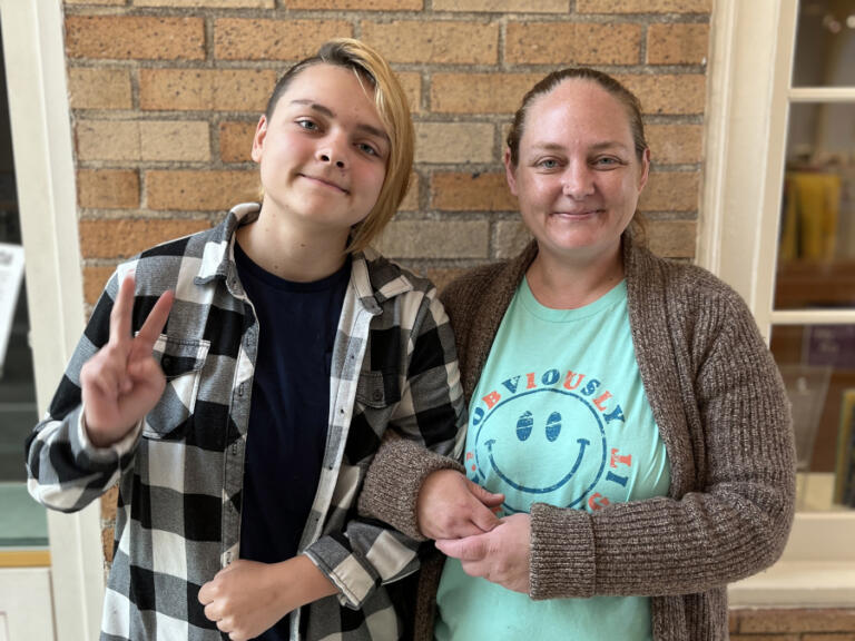 Kade Browning (left) and his mother, Melissa Anderson, recorded a conversation in April 2024 for the East County Citizens Alliance&rsquo;s East County Voices project.