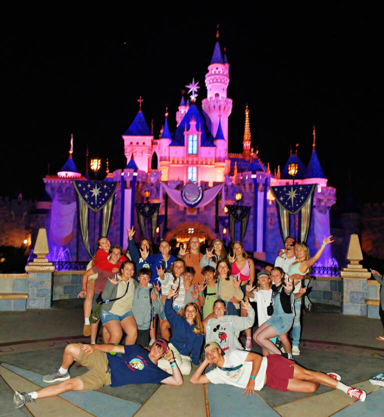 Members of Washougal High's "Music in Motion," an American Sign Language (ASL) club, gather at Disneyland in Anaheim, Calif., in 2023.