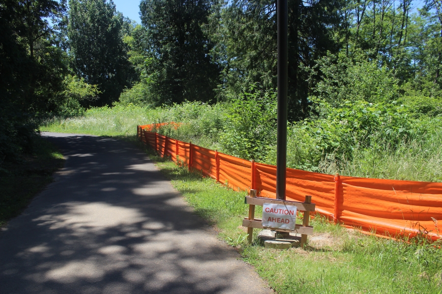 The city of Washougal recently repaired damage to signage and safety fencing at Jemtegaard Trail (pictured) caused by vandalism in March and April 2024. (Doug Flanagan/Post-Record)