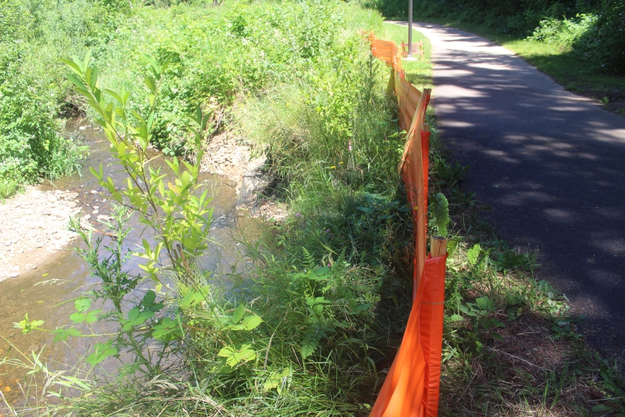 The city of Washougal is “closely monitoring” the erosion of the Gibbons Creek bank along the Jemtegaard Trail (pictured above), according to the city’s public works director, Trevor Evers. (Doug Flanagan/Post-Record)