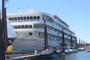 American Cruise Lines' American Harmony docks at the Port of Camas-Washougal on July 19, 2024. (Doug Flanagan/Post-Record)