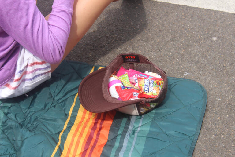 A hat is filled with candy during the Camas Days festival grand parade on Saturday, July 27, 2024. (Doug Flanagan/Post-Record)