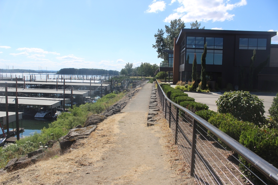 The Port of Camas-Washougal will replace the dirt and concrete trail behind the Black Pearl event center (above) with a pathway, featuring safety lighting and guardrails, which will connect Washougal Waterfront Park and Parker’s Landing Marina.