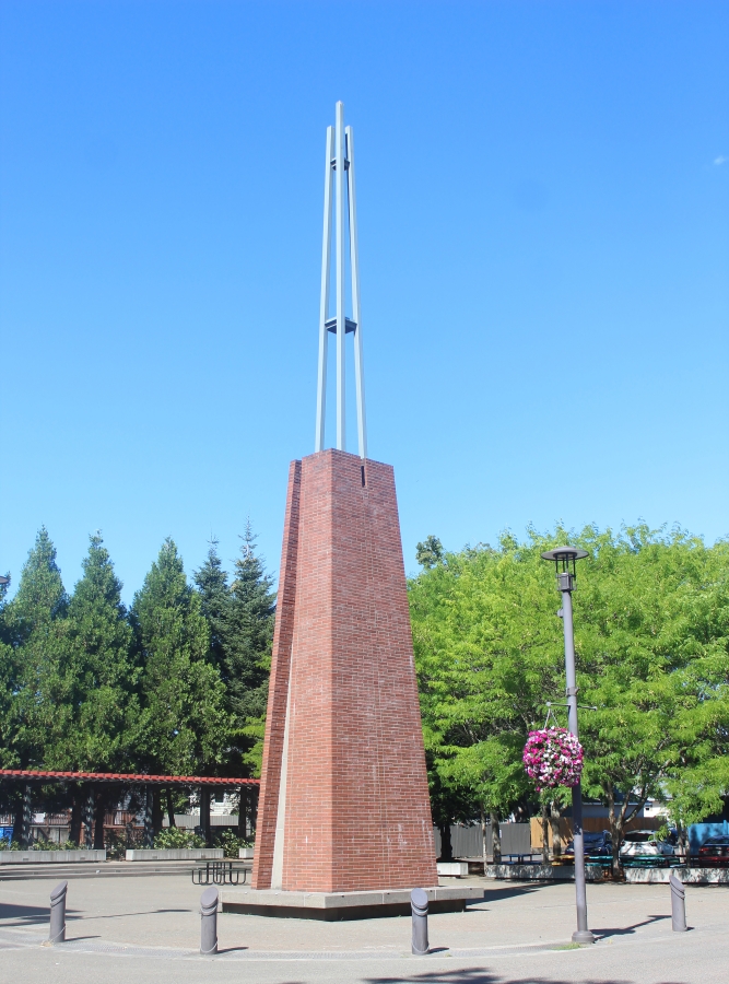 The campanile tower at Reflection Plaza in downtown Washougal, July 24, 2024.