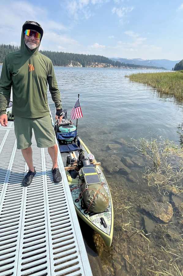 Michael Curtis, of Washougal, smiles Aug. 10, 2024, before embarking on the second day of his fifth and final leg of his journey to paddleboard the length of the Columbia River. (Contributed photos courtesy of Michael Curtis)