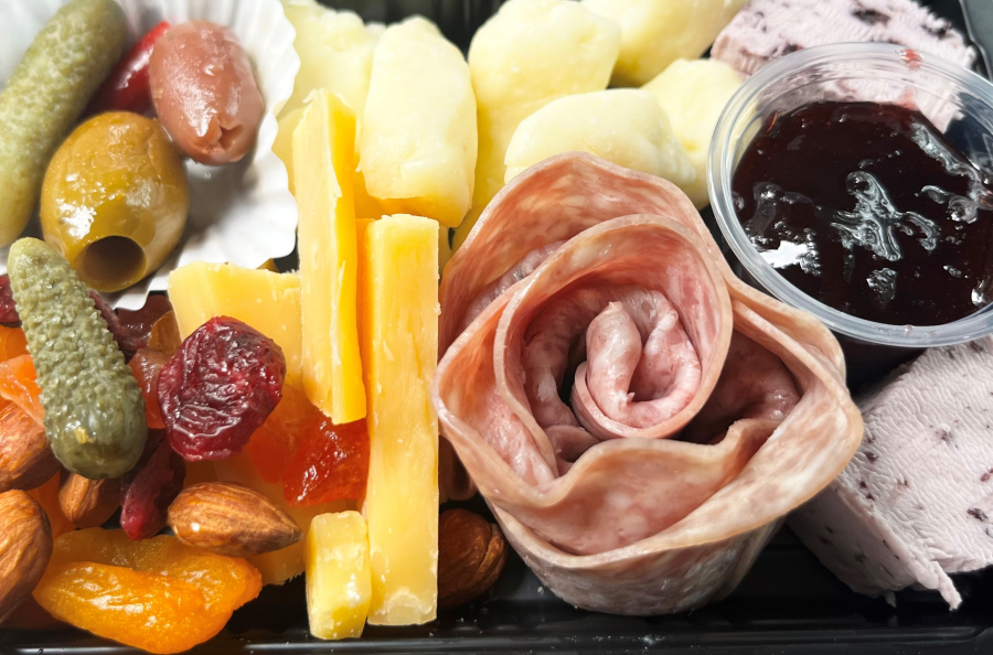 Kelly Moyer/Post-Record
A “grab-n-graze” assortment of cheeses, cured meat, jam nuts, dried fruit, pickles and olives is available for purchase at the new Camas Cheese Co. in downtown Camas, on Monday, Aug. 12, 2024.