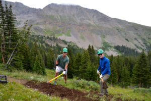 Dave Marston (right) and Jeff Miller repair a trail in the Collegiate Peaks Wilderness, Colo., in August 2024. (Contributed photo by Matt Smith, courtesy of Writers on the Range)