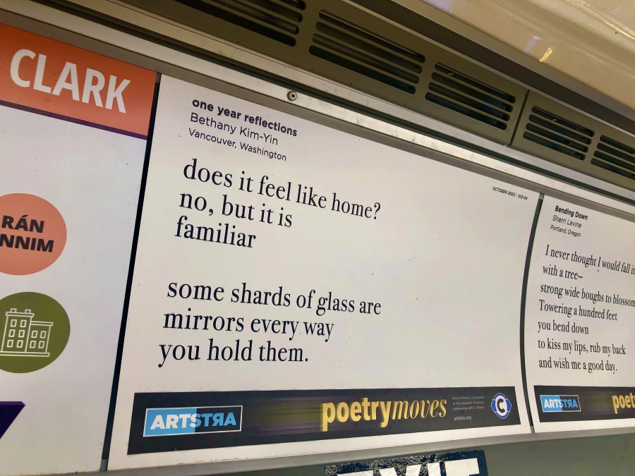 A poem is printed on the inside of a C-Tran bus in 2023. (Contributed photo courtesy of Artstra)