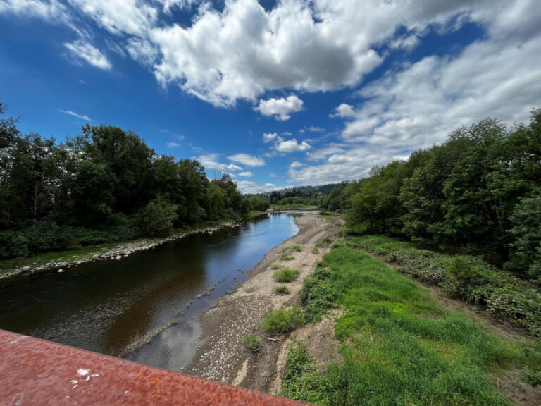 A pedestrian bridge along the Washougal River Greenway in Camas offers views of the Washougal River, July 22, 2022.