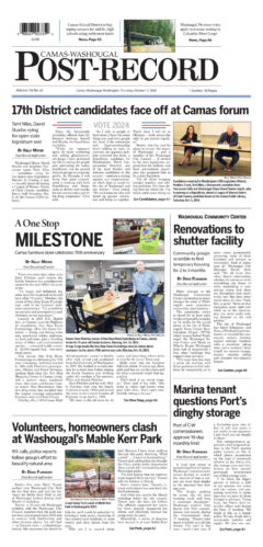 Thursday, Oct. 17th, 2024 Camas-Washougal Post-Record newspaper front page