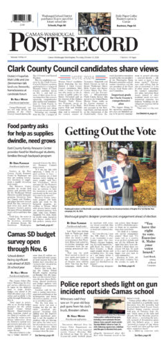 Thursday, Oct. 31st, 2024 Camas-Washougal Post-Record newspaper front page