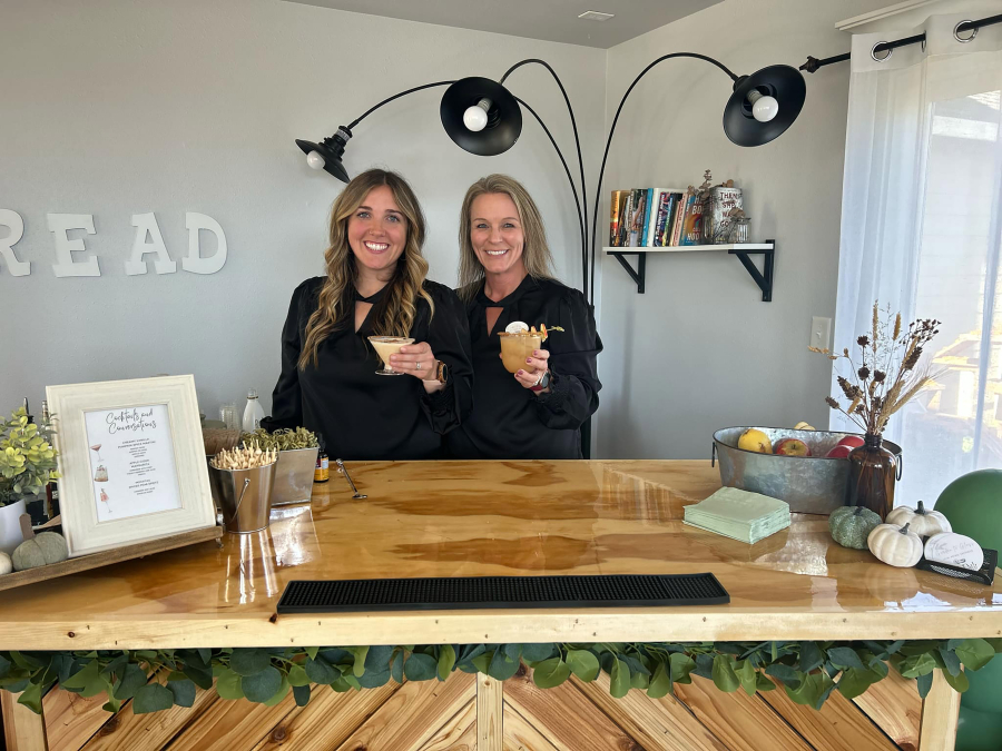 Baiylie Bancroft (left) and Peggy Foxworthy have launched Garden to Glass, a dry-hire mobile bar that provides locally sourced ingredients for cocktails and mocktails for parties and events. (Contributed photo courtesy of Baiylie Bancroft)