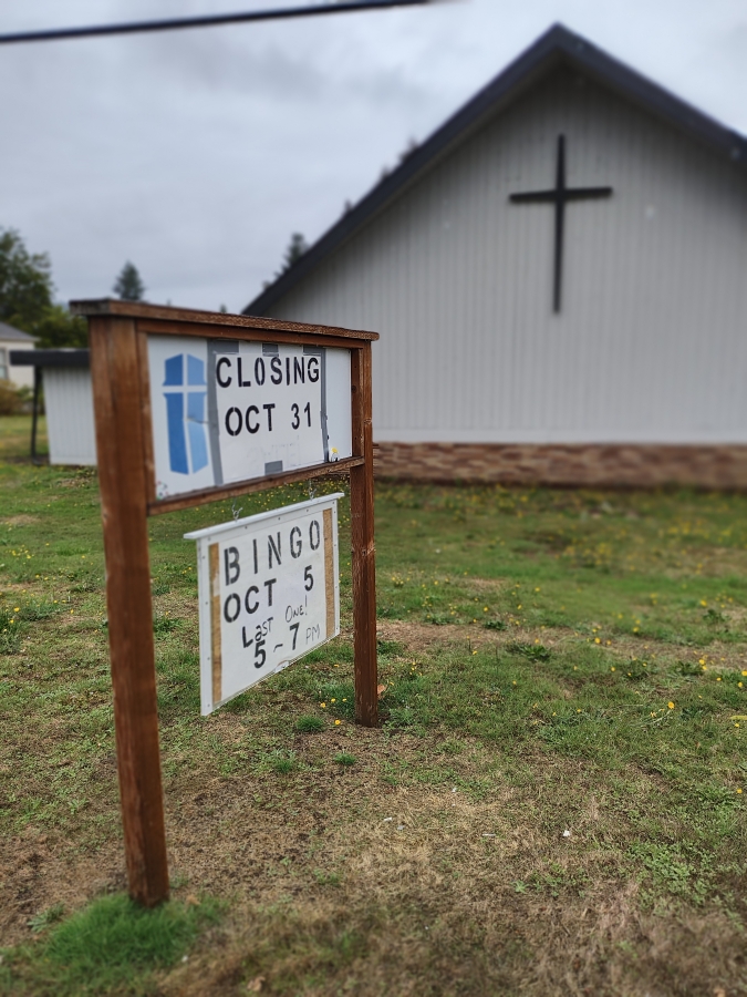 A sign informs visitors that The Outpost in Washougal will close on Thursday, Oct. 31, 2024.