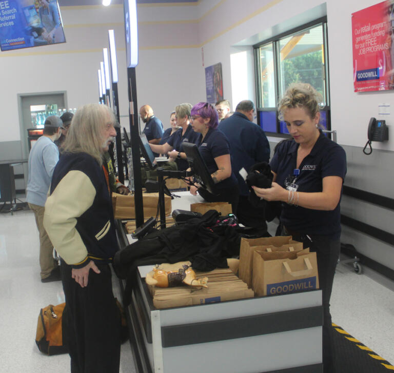 Shoppers make purchases at the new Goodwill store in Washougal, Oct. 3, 2024.