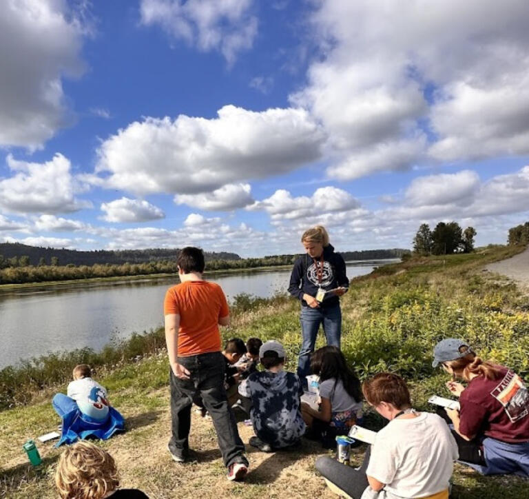 Columbia River Gorge Elementary students engage in an outdoor learning program at Steigerwald refuge in September 2024.