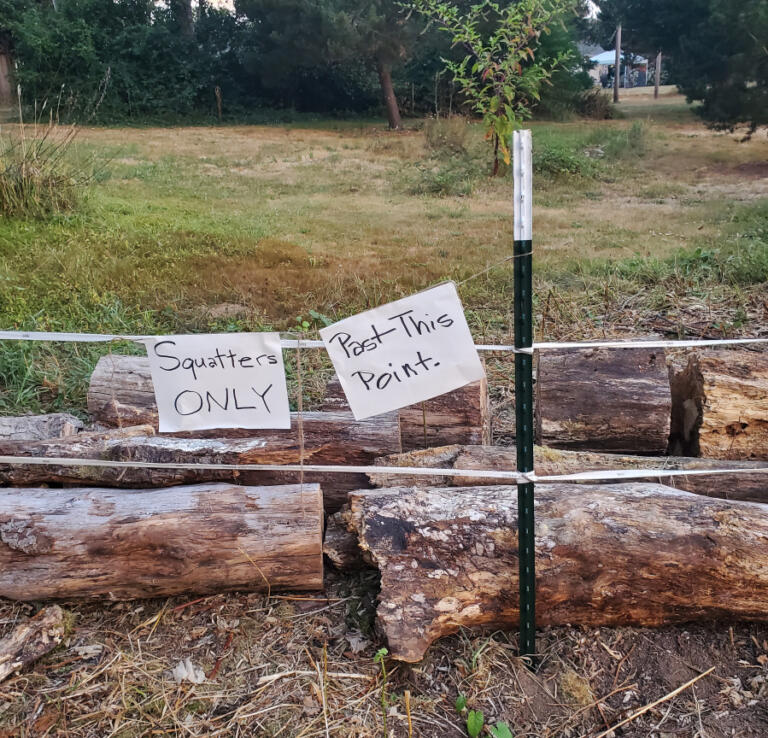 A sign hangs from a post at Mable Kerr Park in Washougal in 2024.