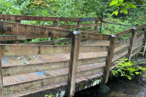 A bridge in need of repair sits inside Lacamas Regional Park. (Photo courtesy of Clark County)