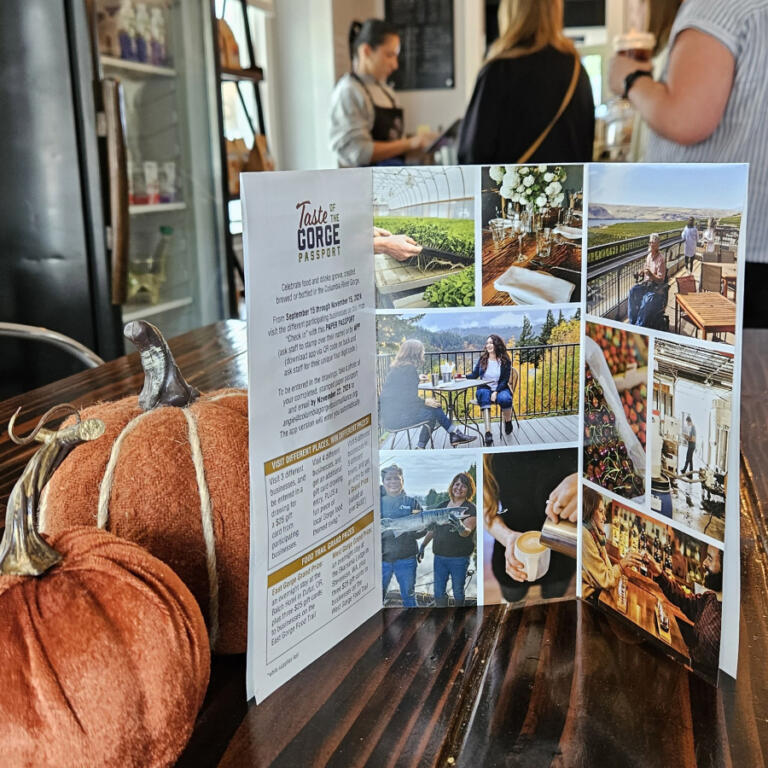 Customers make a purchase at Hidden River Roasters in Camas, one of 10 East Clark County businesses participating in the Columbia Gorge Tourism Alliance&rsquo;s 2024 Taste of the Gorge.