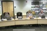 Camas School District Superintendent John Anzalone (far right) speaks to Camas School Board members (left to right) Matthew McBride, Connie Hennessey, Bamini Pathmanathan, Tracey Malone and Corey McEnry about the district&rsquo;s budget shortfall and enrollment declines during a school board meeting held Monday, Oct. 28, 2024. (Screenshot by Kelly Moyer/Post-Record)