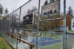 The Wolfe Courts pickleball courts at Hathaway Park in Washougal are pictured on Oct. 31, 2024. (Doug Flanagan/Post-Record)