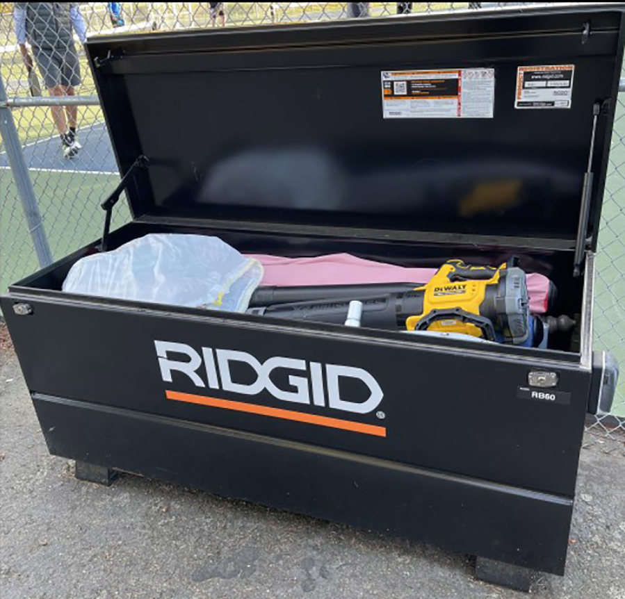 A black metal rigid box, similar to the one pictured, was stolen from the pickleball courts at Hathaway Park in Washougal on Oct. 25, 2024. (Contributed photo courtesy of the Washougal Police Department)