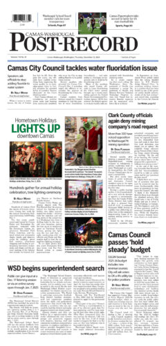 Thursday, Dec. 12th, 2024 Camas-Washougal Post-Record newspaper front page