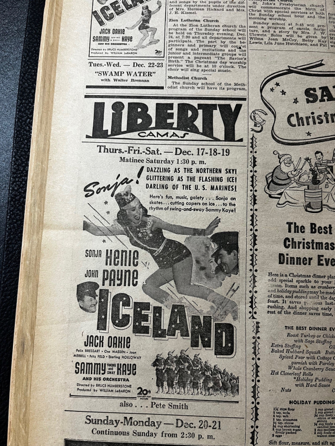 An advertisement for the Liberty Theatre appears in the Dec. 24, 1942, issue of The Post-Record.