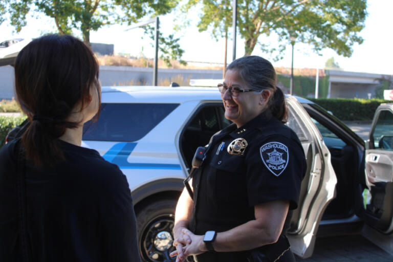 Washougal Police Chief Wendi Steinbronn attends Coffee with a Cop, Sept. 23, 2022.